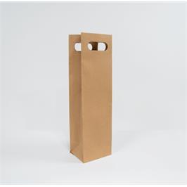 1-Bottle Brown Wine Carrier Bag With Handle Kraft